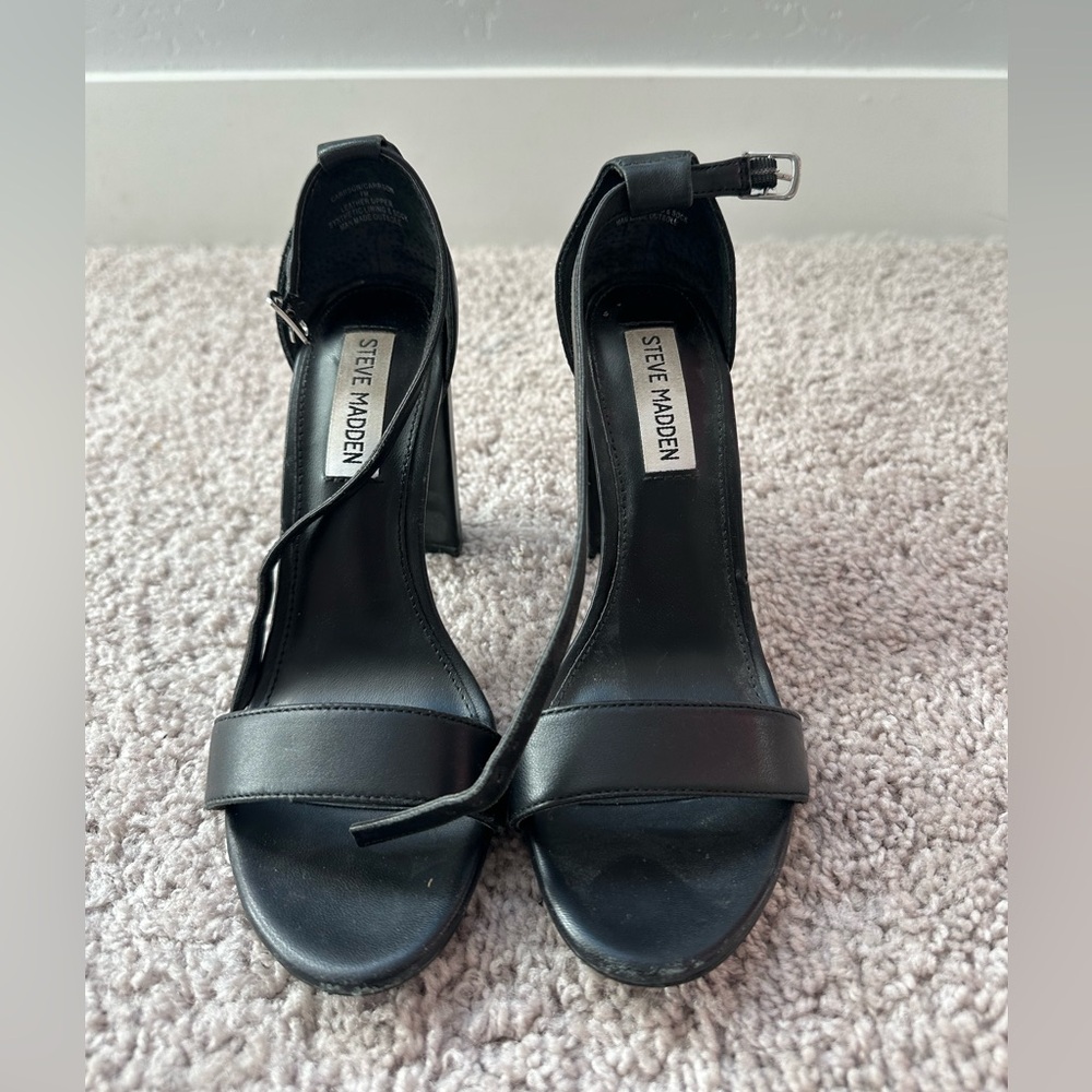 Steve Madden Black Ankle Strap Heels - Picture 2 of 4